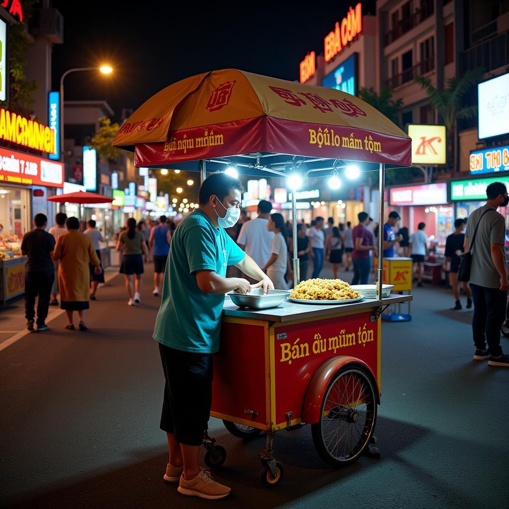 Bán bún di động gần khu vui chơi