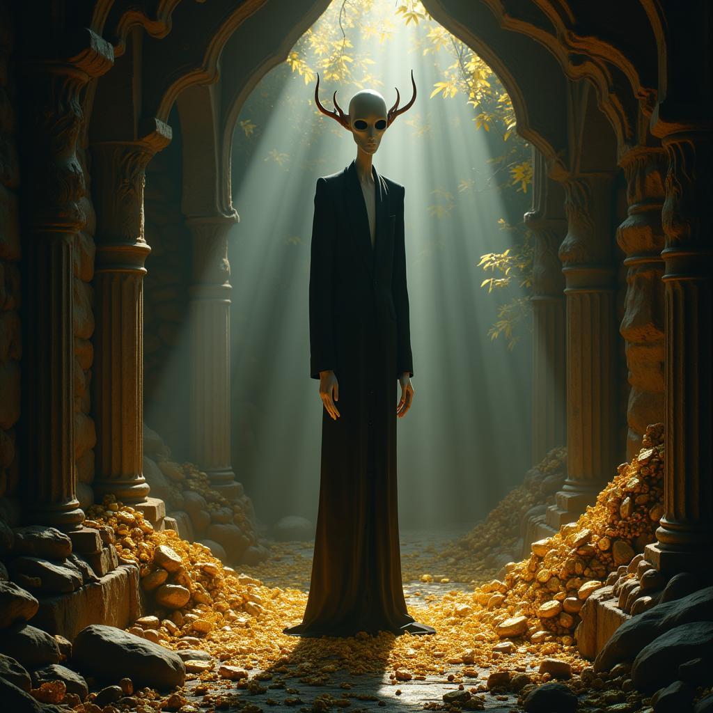 Slenderman inside a dragon's lair