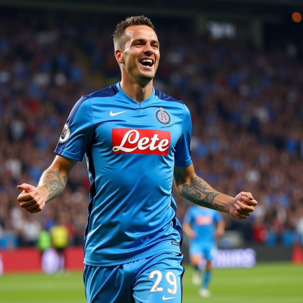 Arkadiusz Milik ăn mừng bàn thắng trong màu áo Napoli