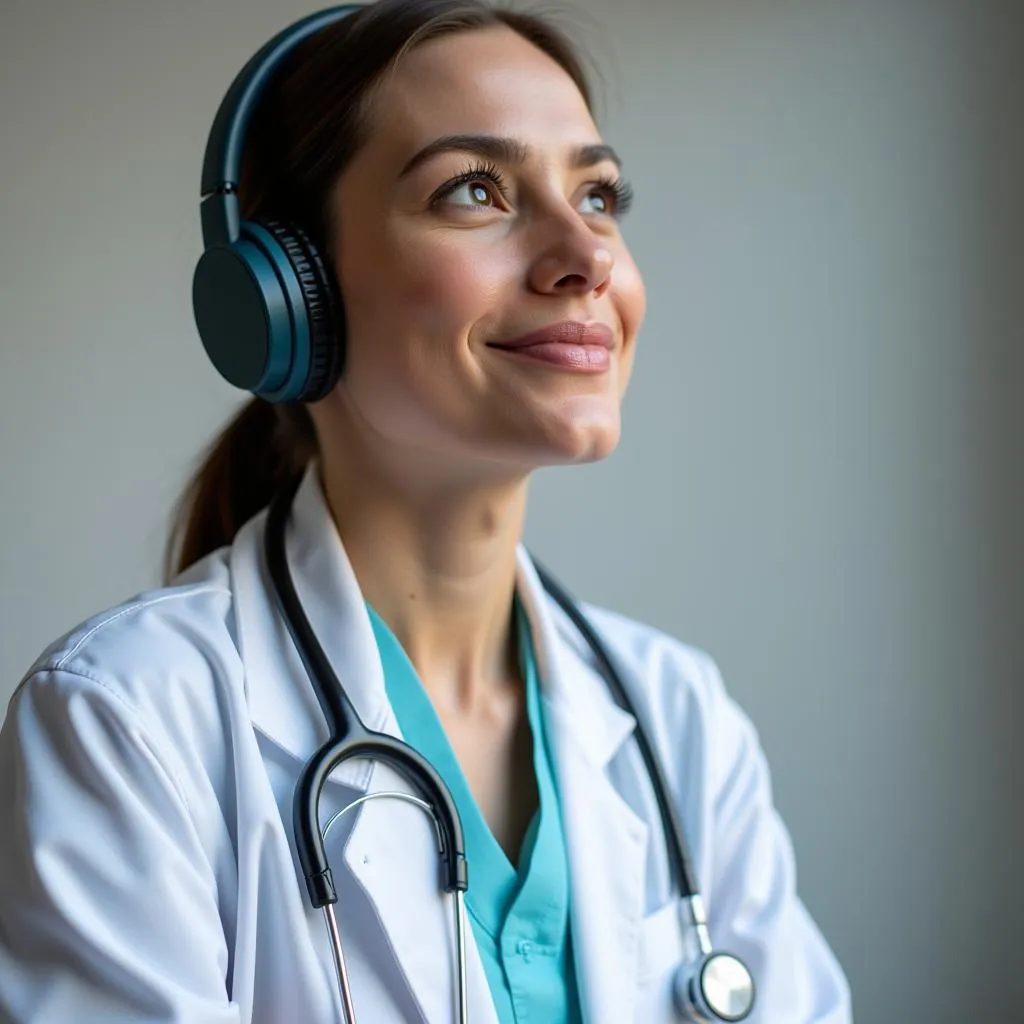 Doctor listening to music