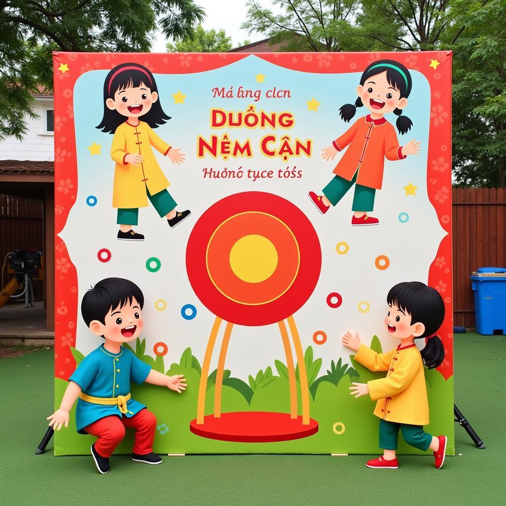 Backdrop ném còn cho bé với họa tiết vui nhộn