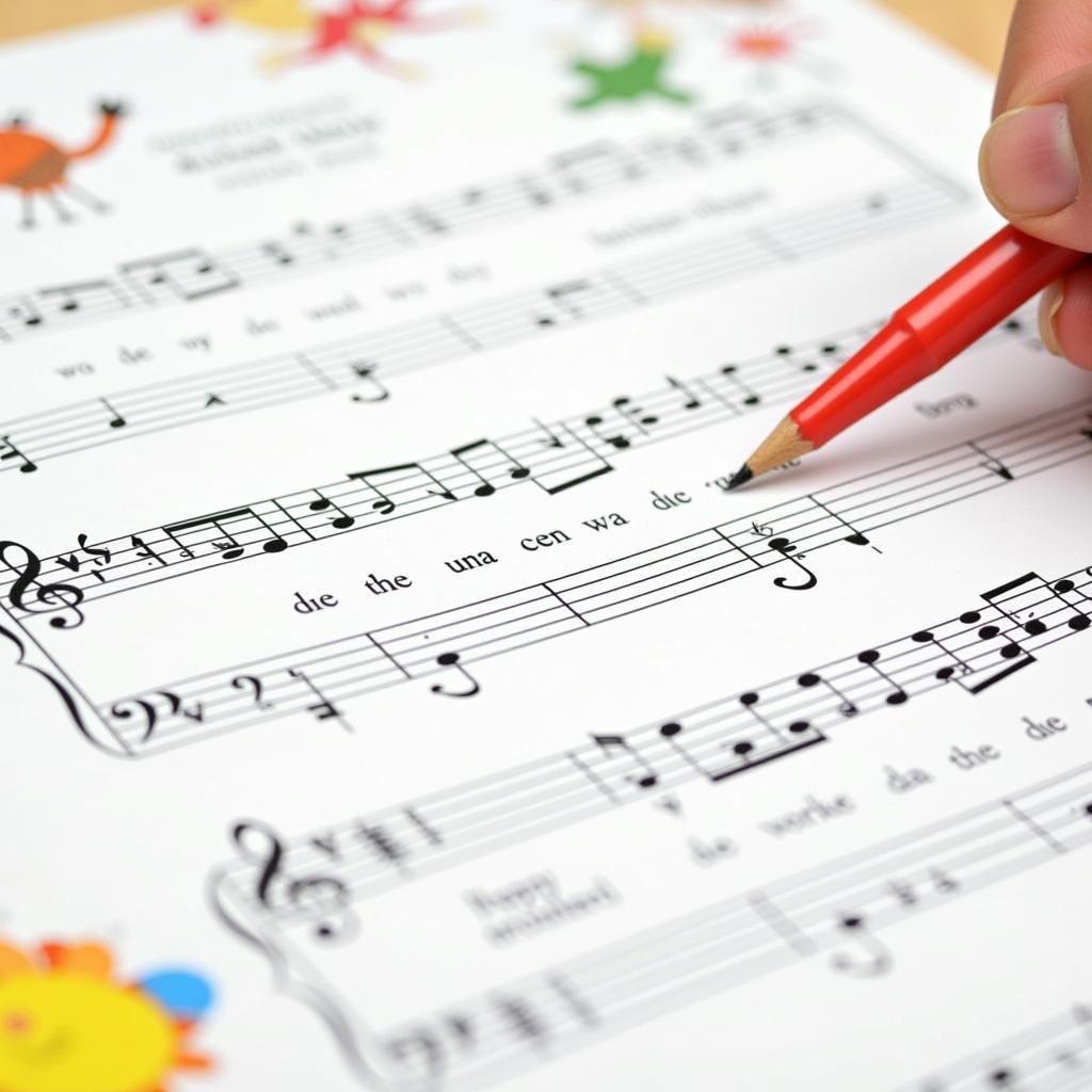 Sheet music of a children's song