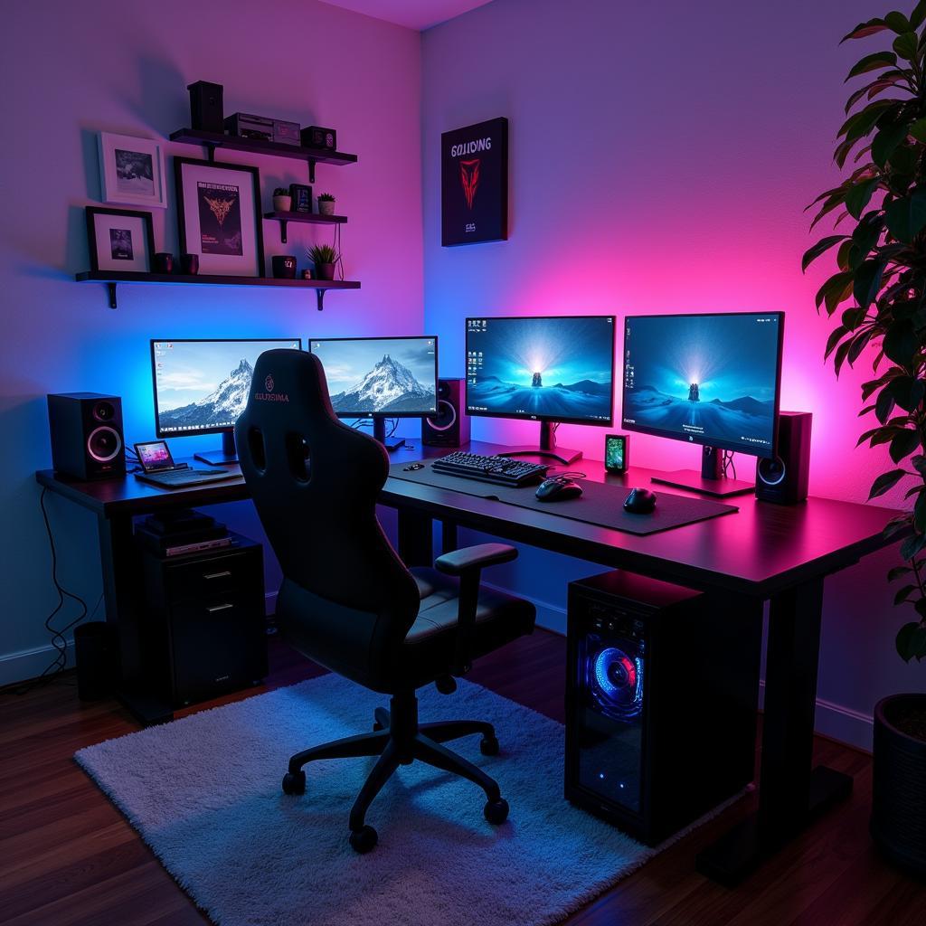 Gaming Setup with L-Shaped Desk