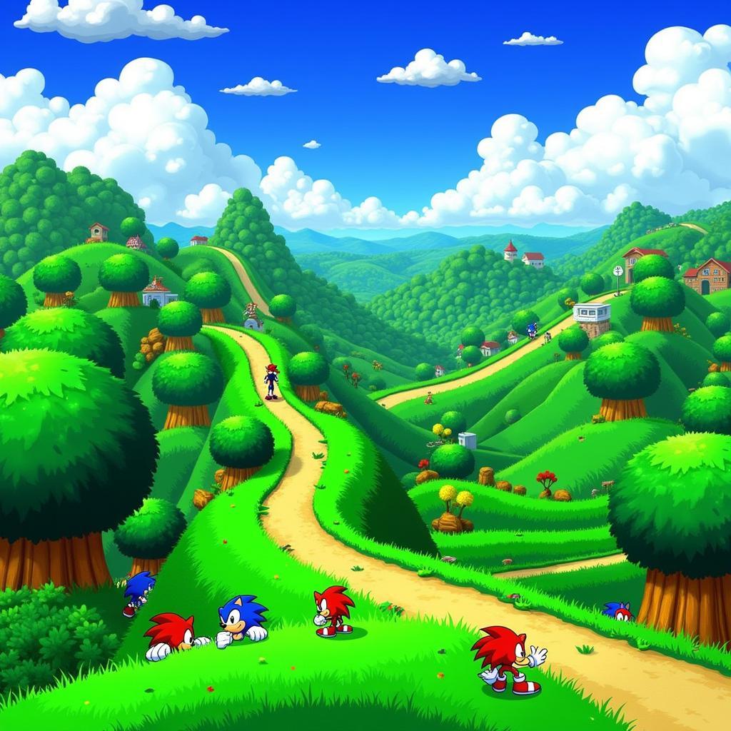 Bản đồ Green Hill Zone trong game Sonic