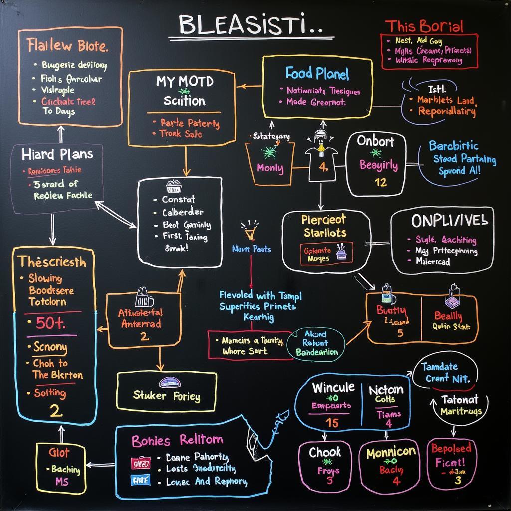 Game plan on a blackboard