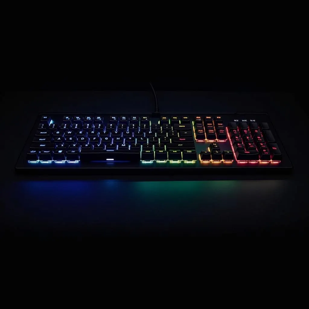 Bàn phím chơi game HK 7 L sở hữu thiết kế ấn tượng với đèn nền RGB rực rỡ