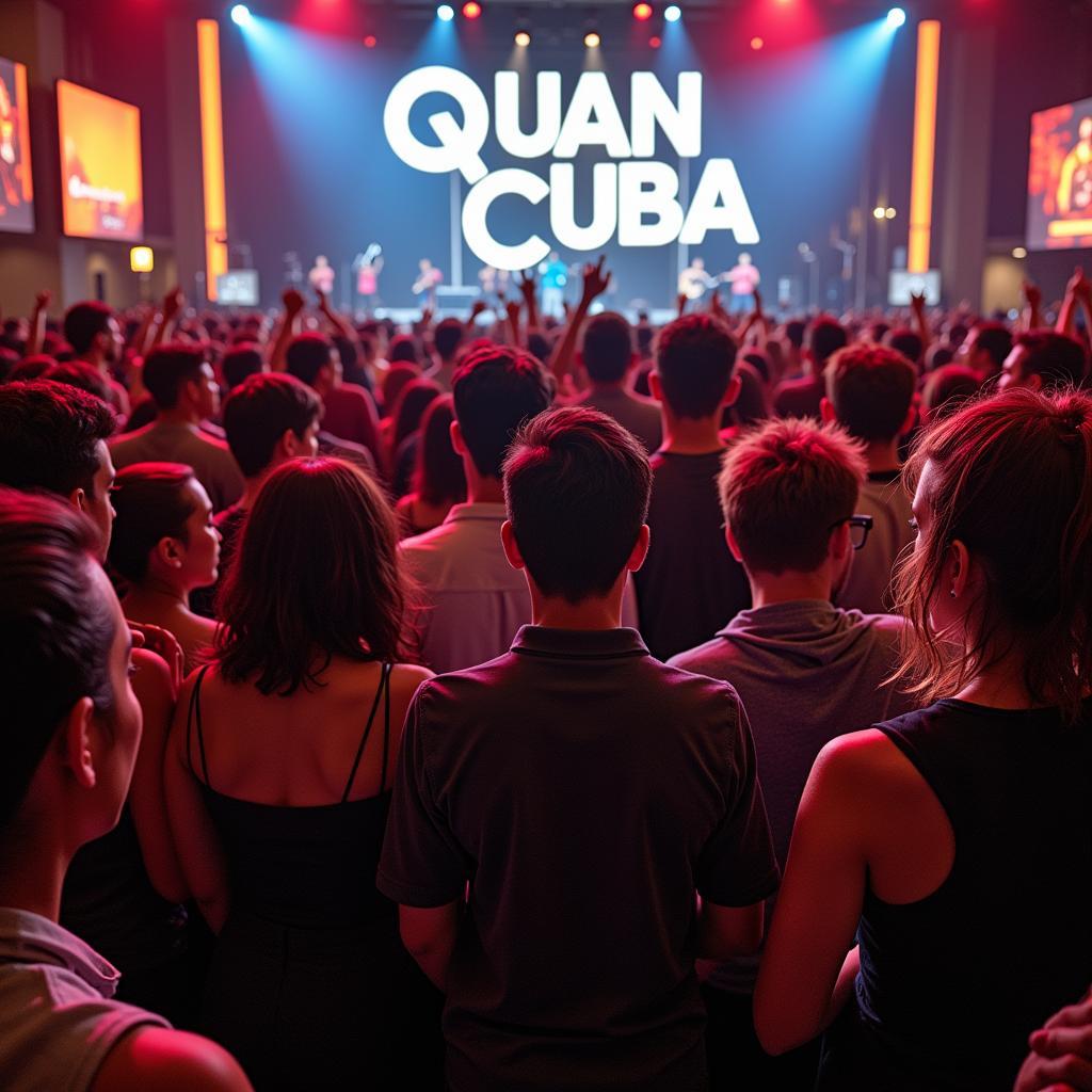 Hình ảnh Band Quân Cuba tham gia một sự kiện offline của Audition, xung quanh là đông đảo người hâm mộ chào đón nồng nhiệt.