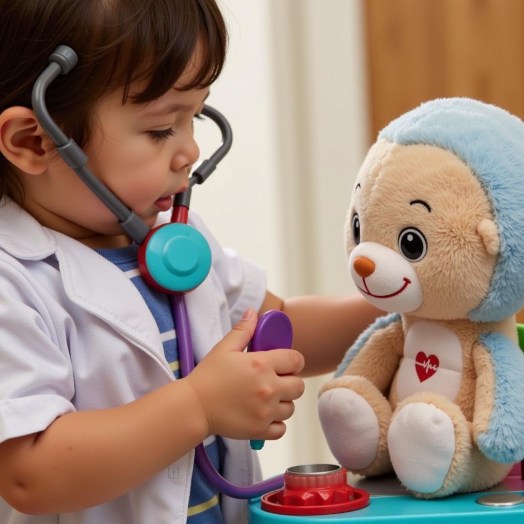 Toddler Playing with Doctor Playset