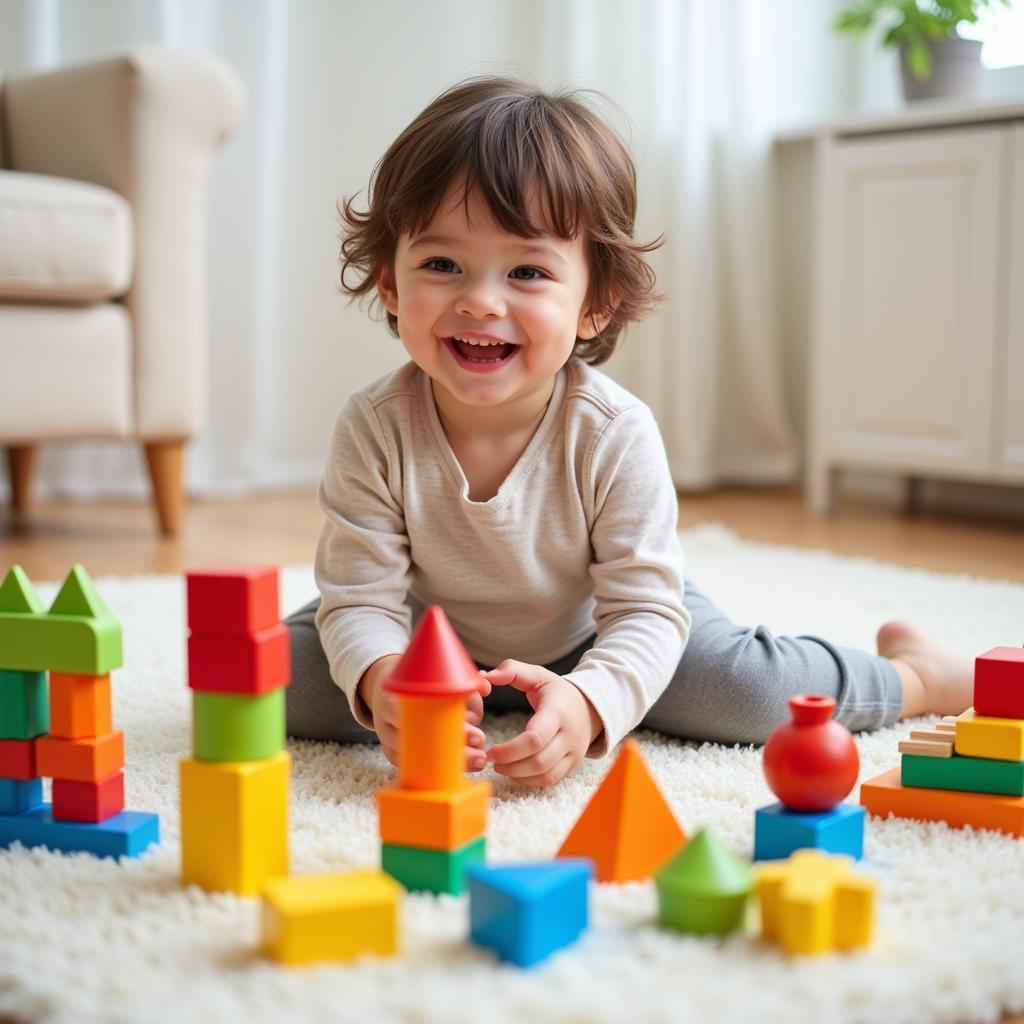 A child playing with educational toys