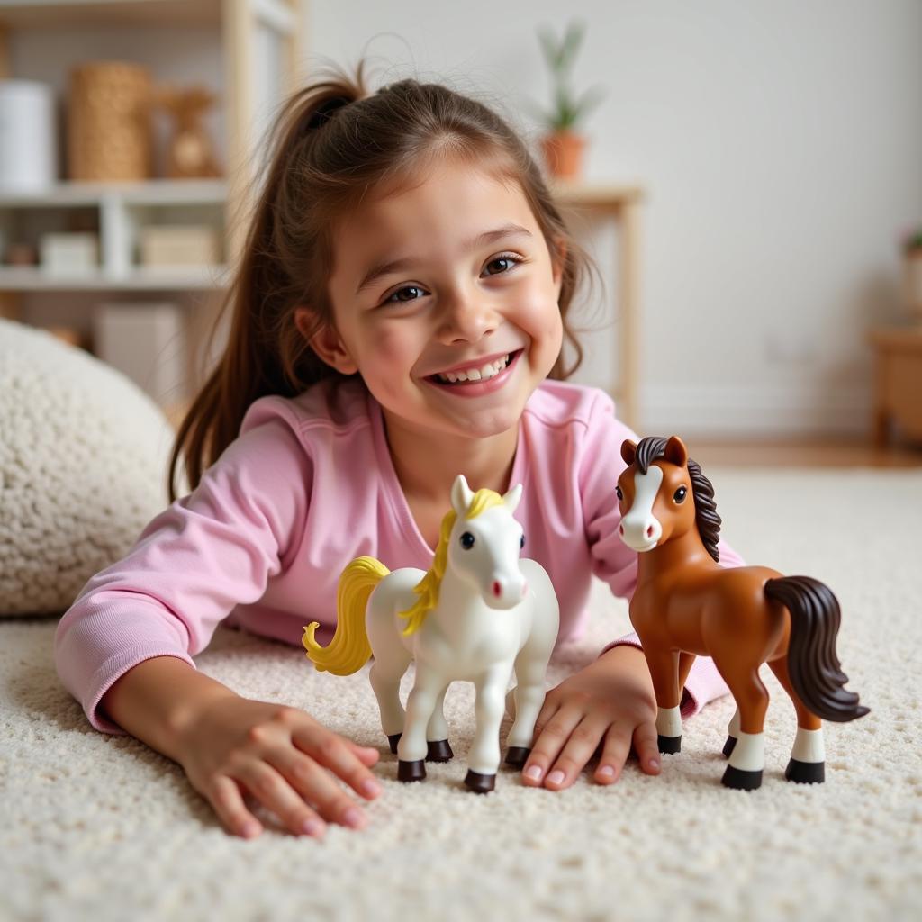 Girl Playing with Pony Toys