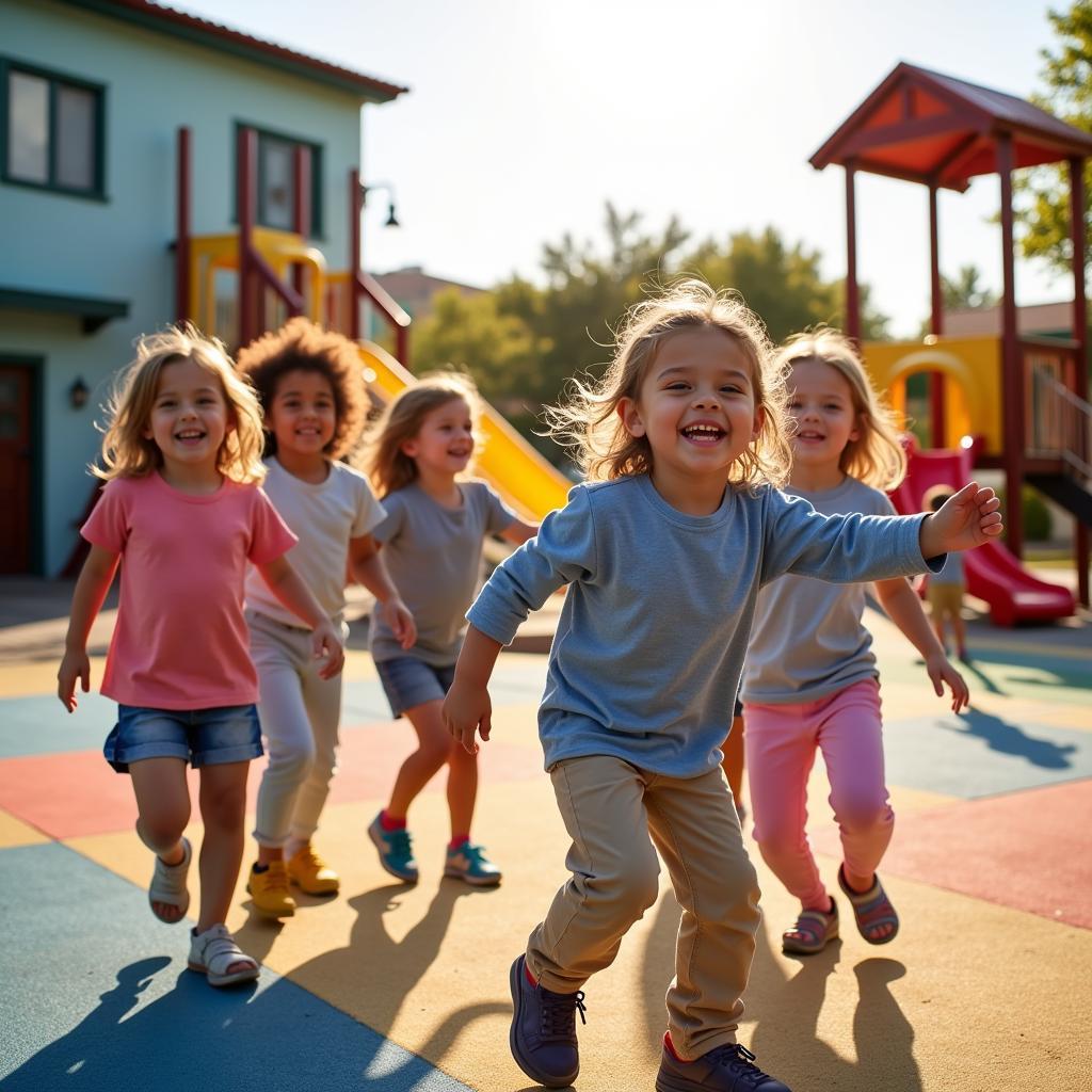 Children happily playing during recess