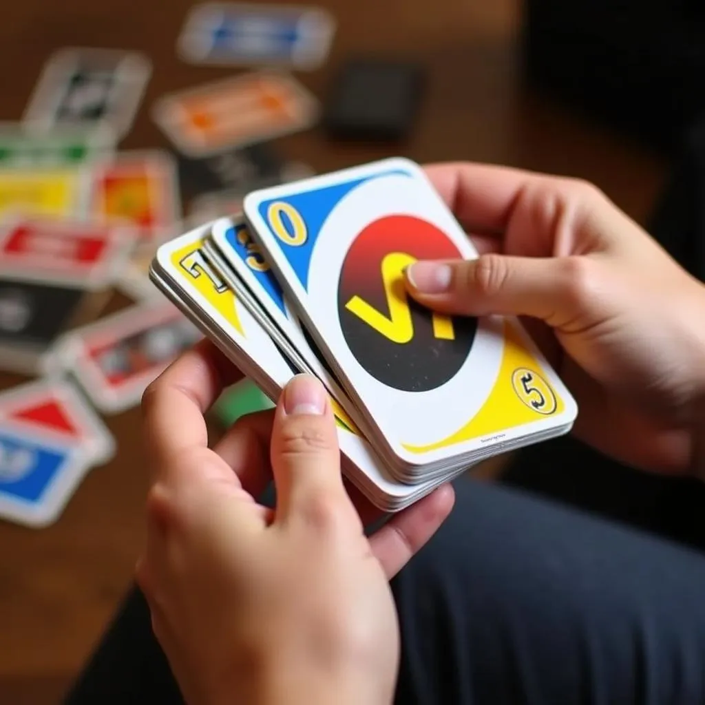 UNO card game with rule variations