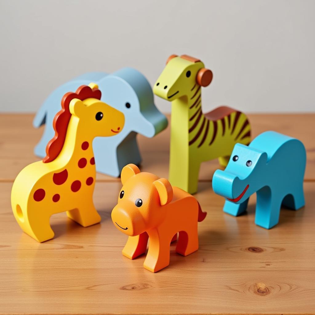 Wooden animal toys set