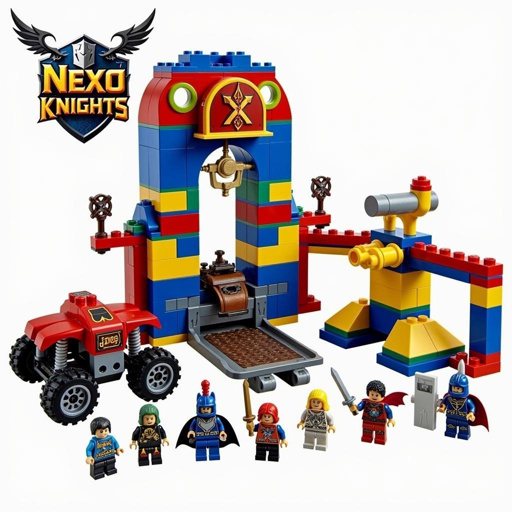 Bộ đồ chơi LEGO Nexo Knight với các chi tiết lắp ráp và minifigure