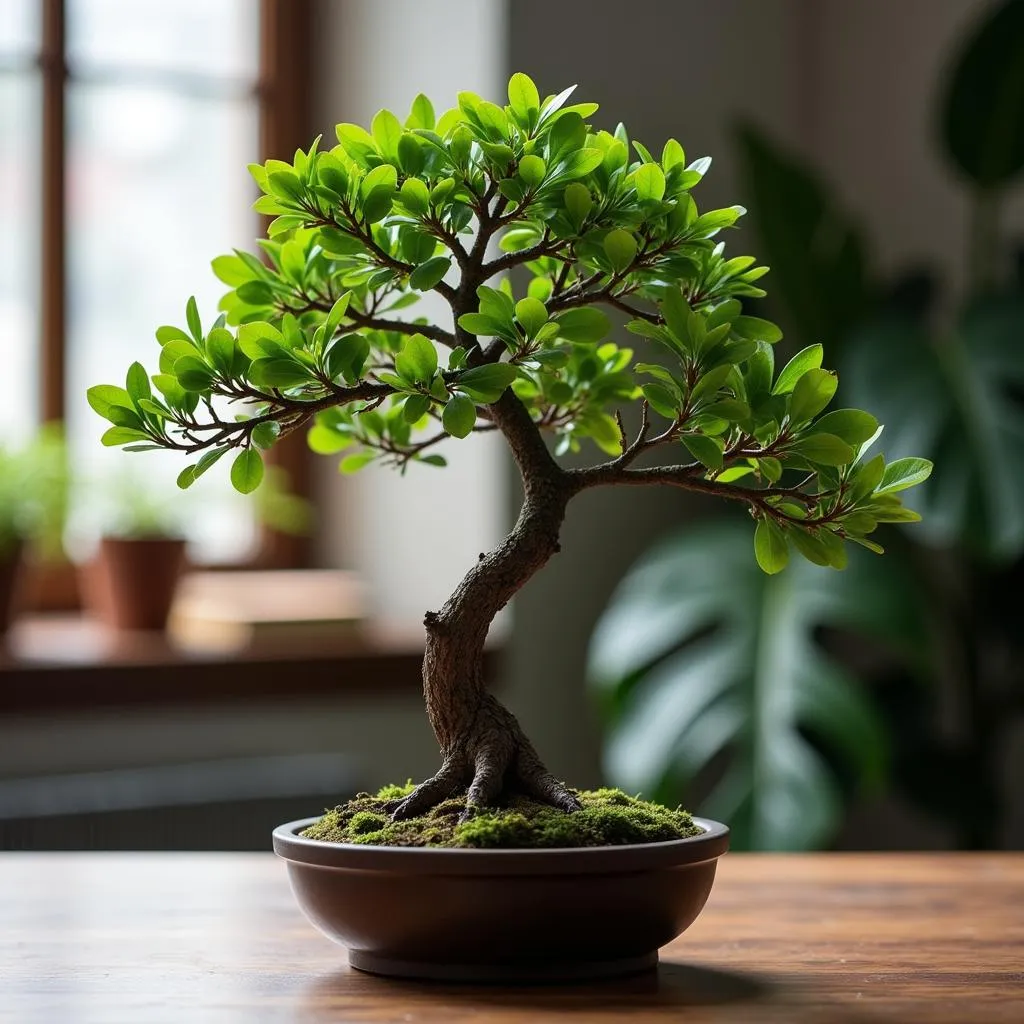 Cây bonsai sanh mini để bàn làm việc