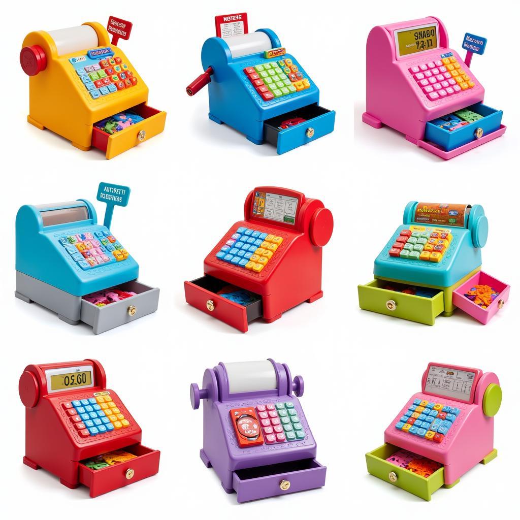 Various types of toy cash registers