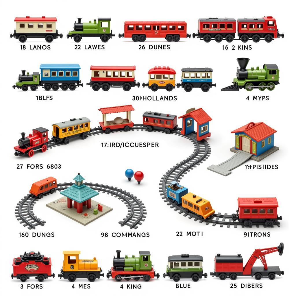 Các loại xe lửa đồ chơi khác nhau với kích thước và chức năng đa dạng