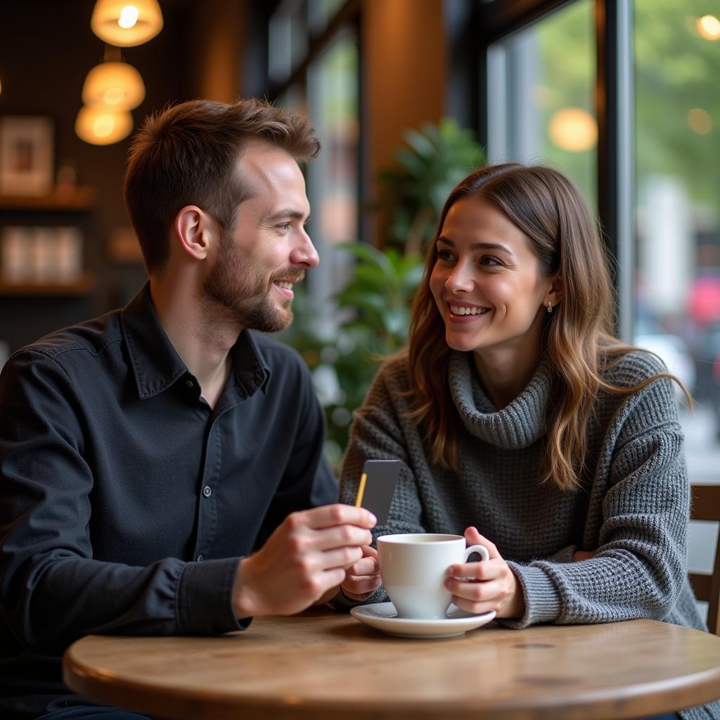 Cặp đôi hẹn hò tại quán cafe