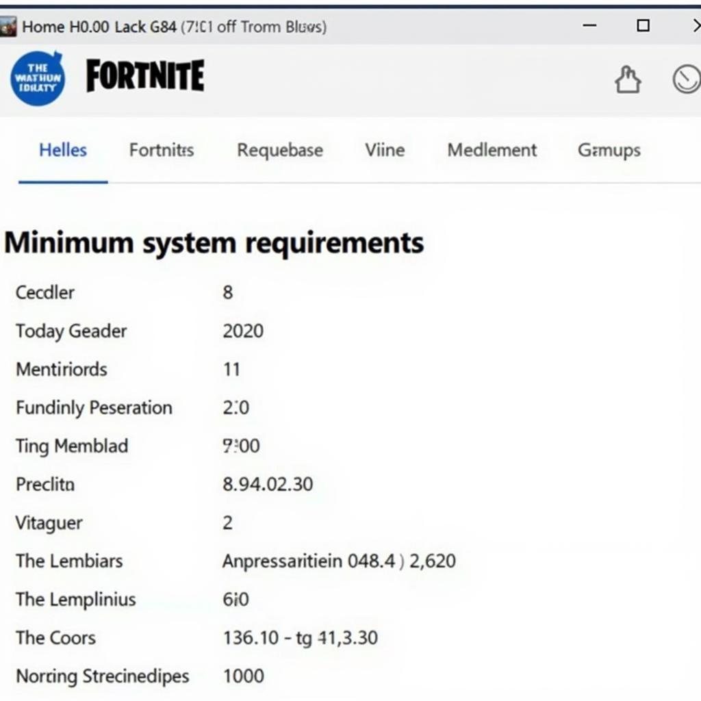 Cấu hình tối thiểu Fortnite