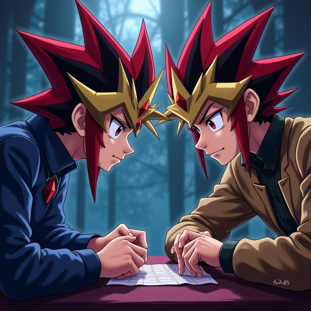 Hình ảnh người chơi đang suy nghĩ chiến thuật Yugioh