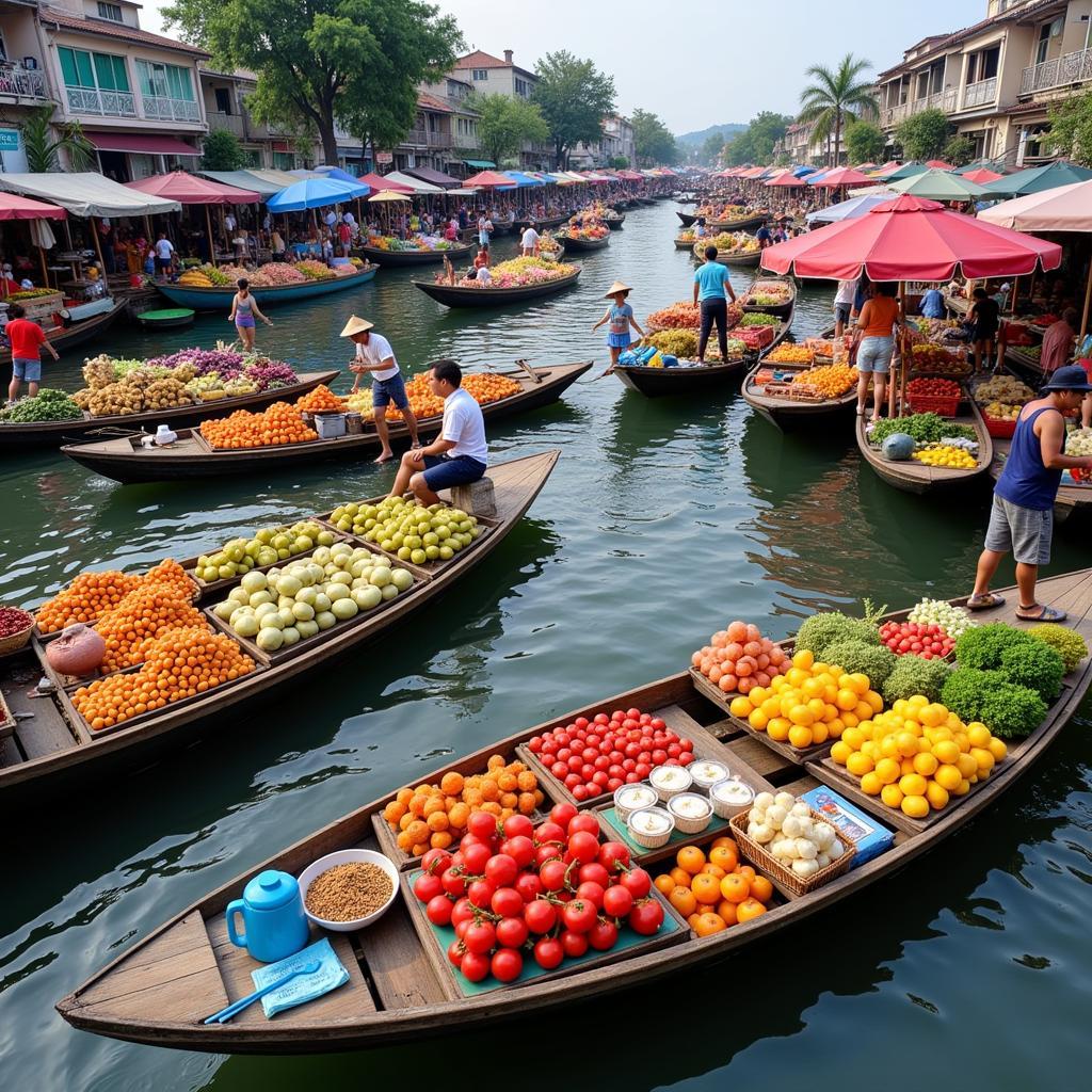 Khung cảnh nhộn nhịp tại chợ nổi Rạch Giá