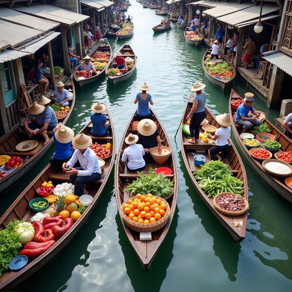 Chợ nổi Trà Ôn nhộn nhịp vào buổi sáng