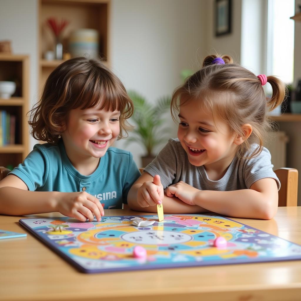 Children playing board games