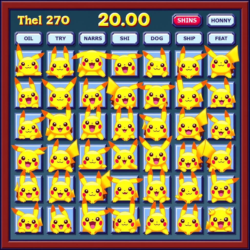 Màn hình chính game Pikachu cổ điển 2003