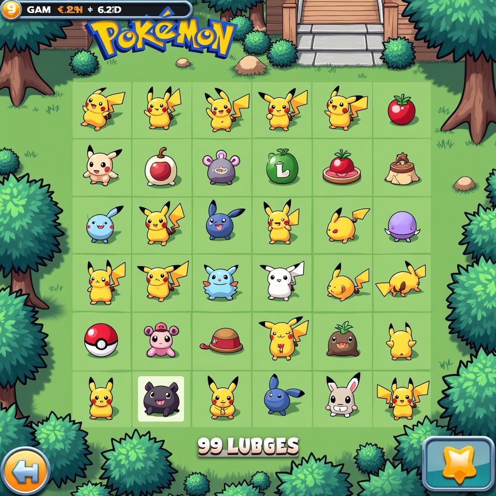 Giao diện game Pikachu cổ điển 9 level