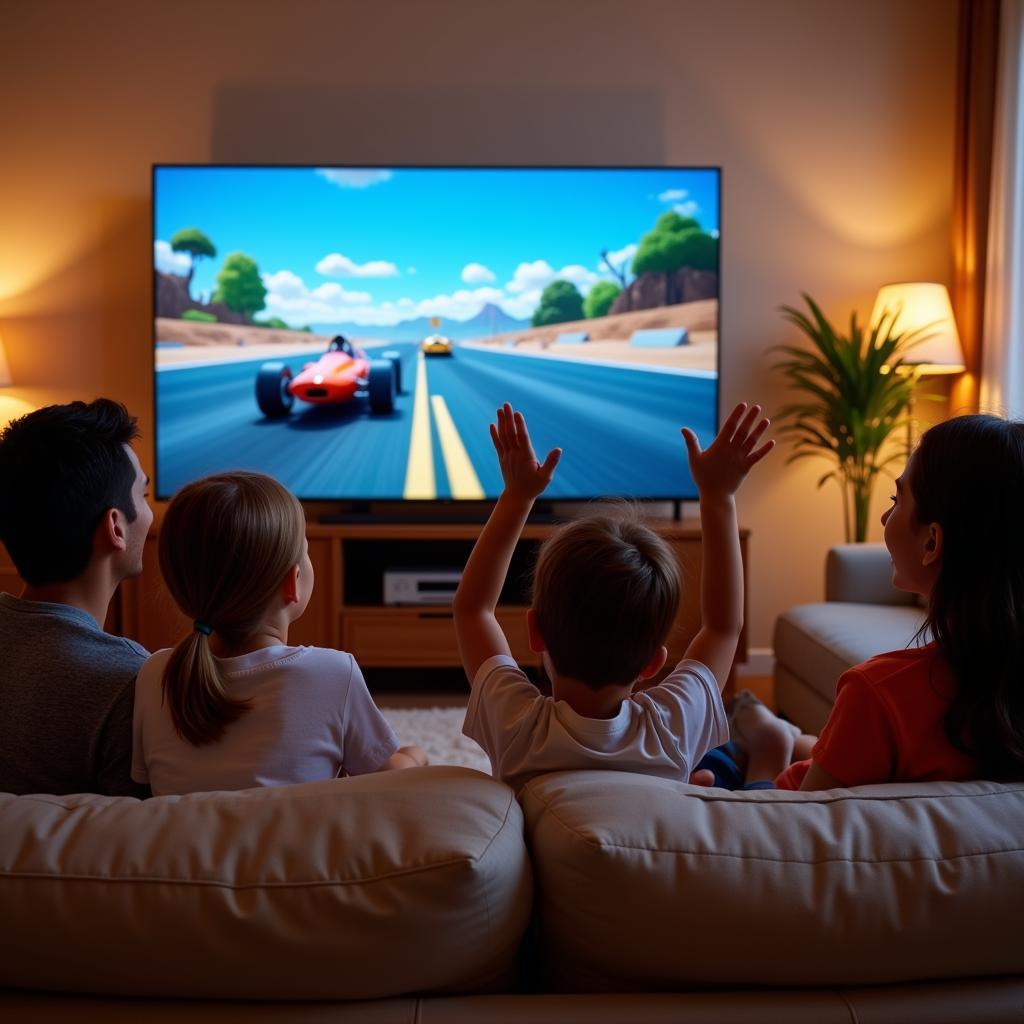 Gia đình chơi game trên Smart TV