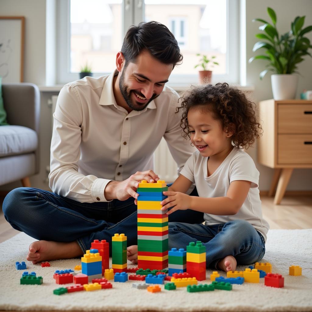 Playing Lego with a child