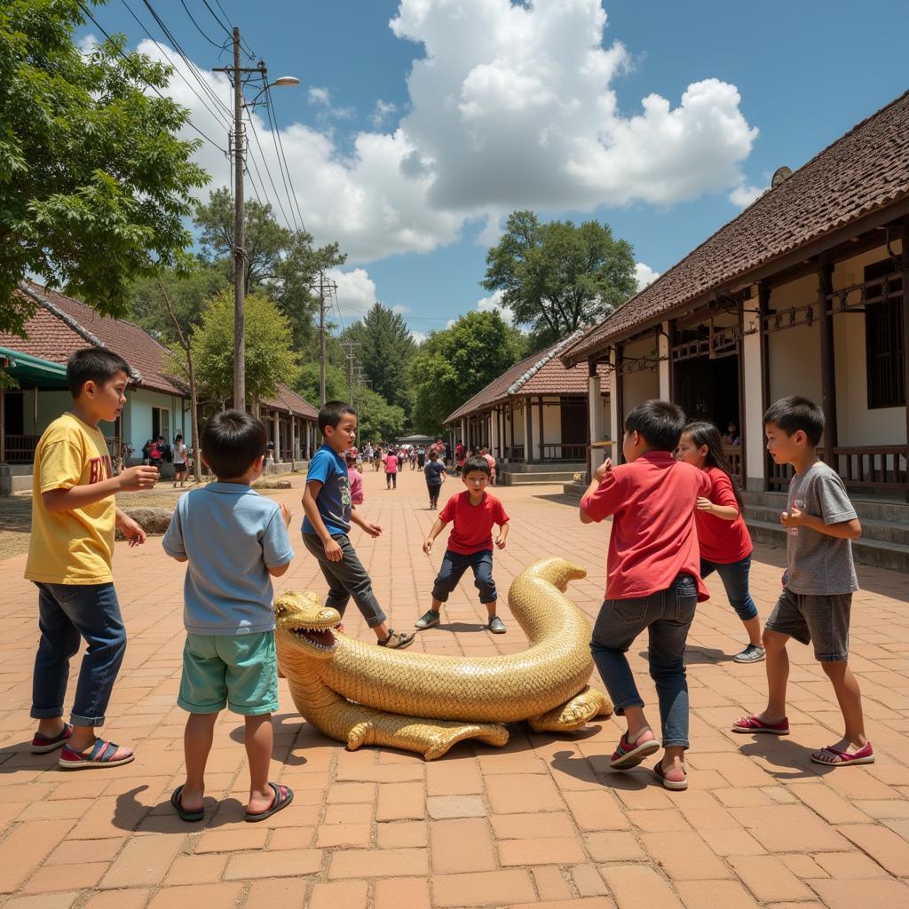 Trẻ em chơi rồng rắn lên mây