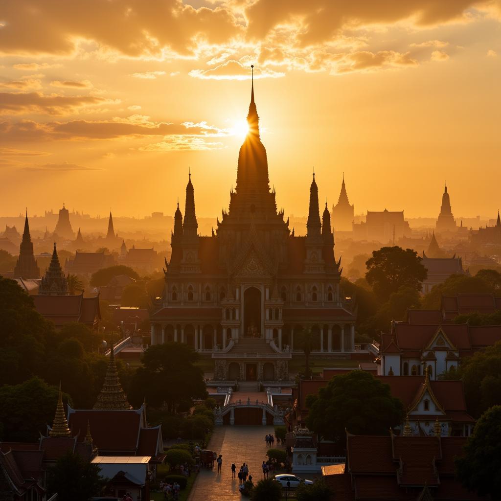 Chùa Wat Arun lung linh dưới ánh bình minh tại Bangkok