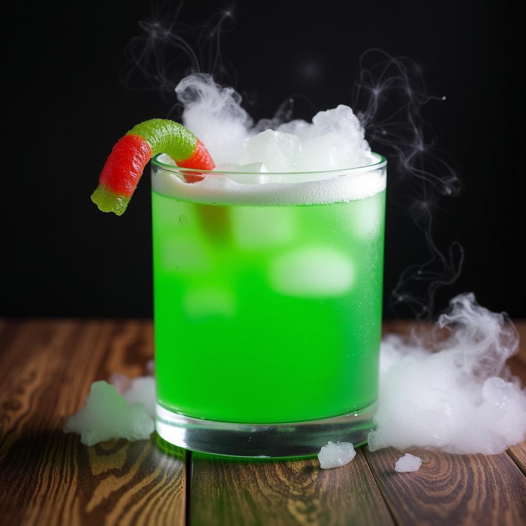 Ly cocktail Halloween được trang trí công phu.