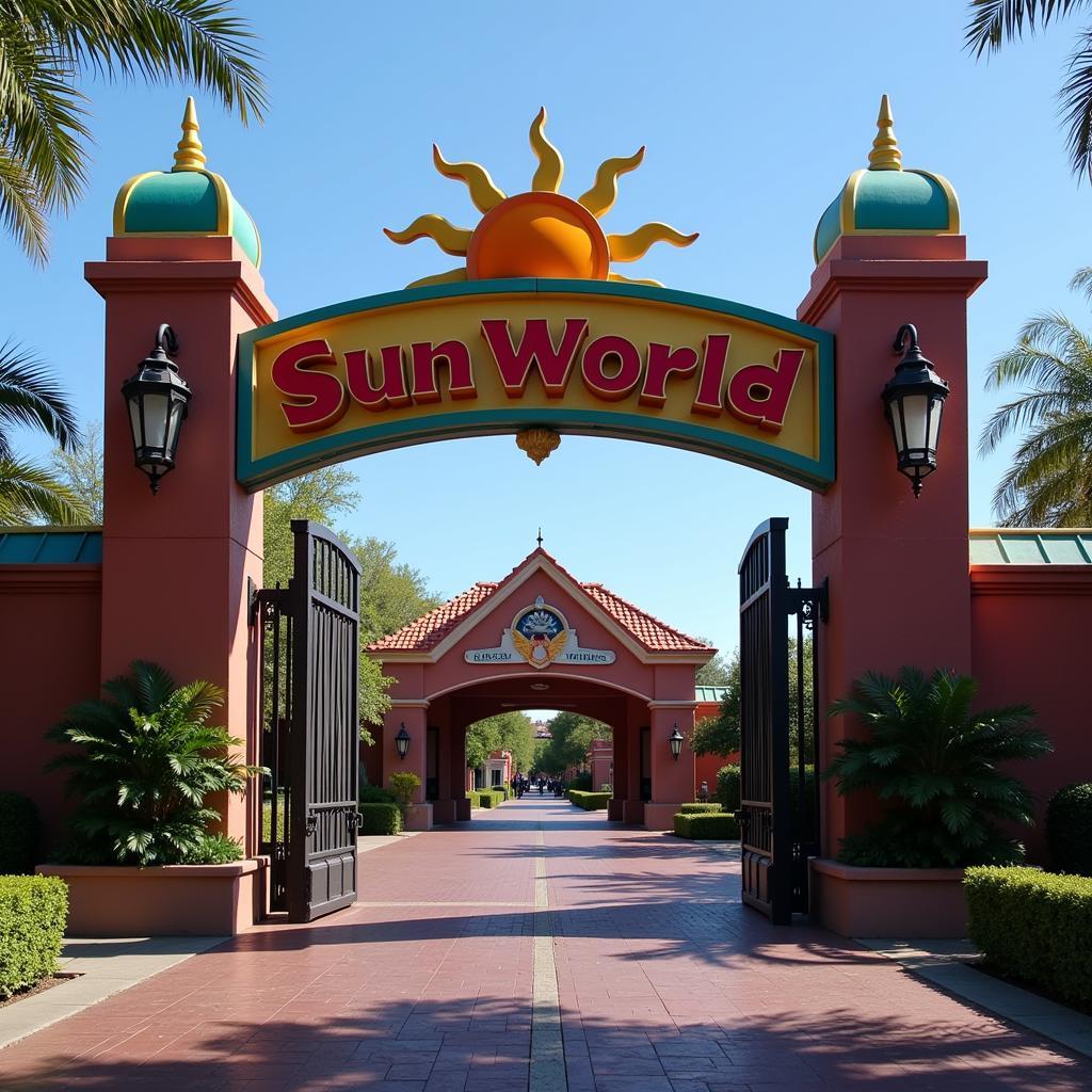 Cổng vào Sun World chào đón du khách