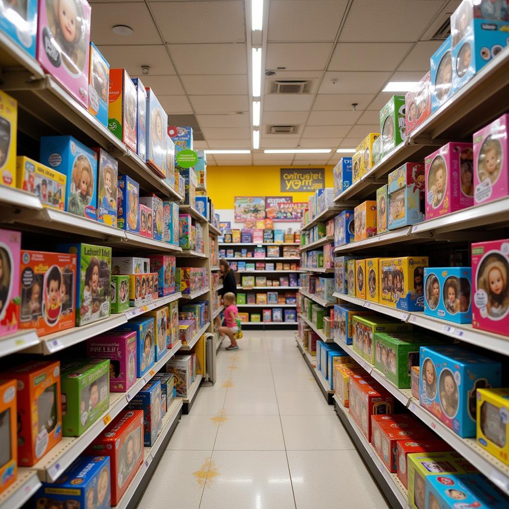 Toy store with monkey selling games