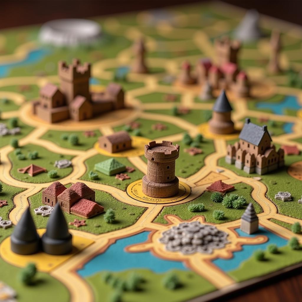 Đặt gạch và triển khai meeple trong Carcassonne