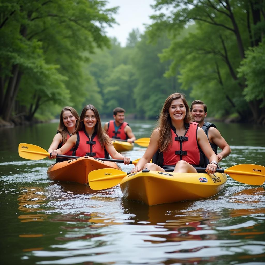 Tourists experience kayaking