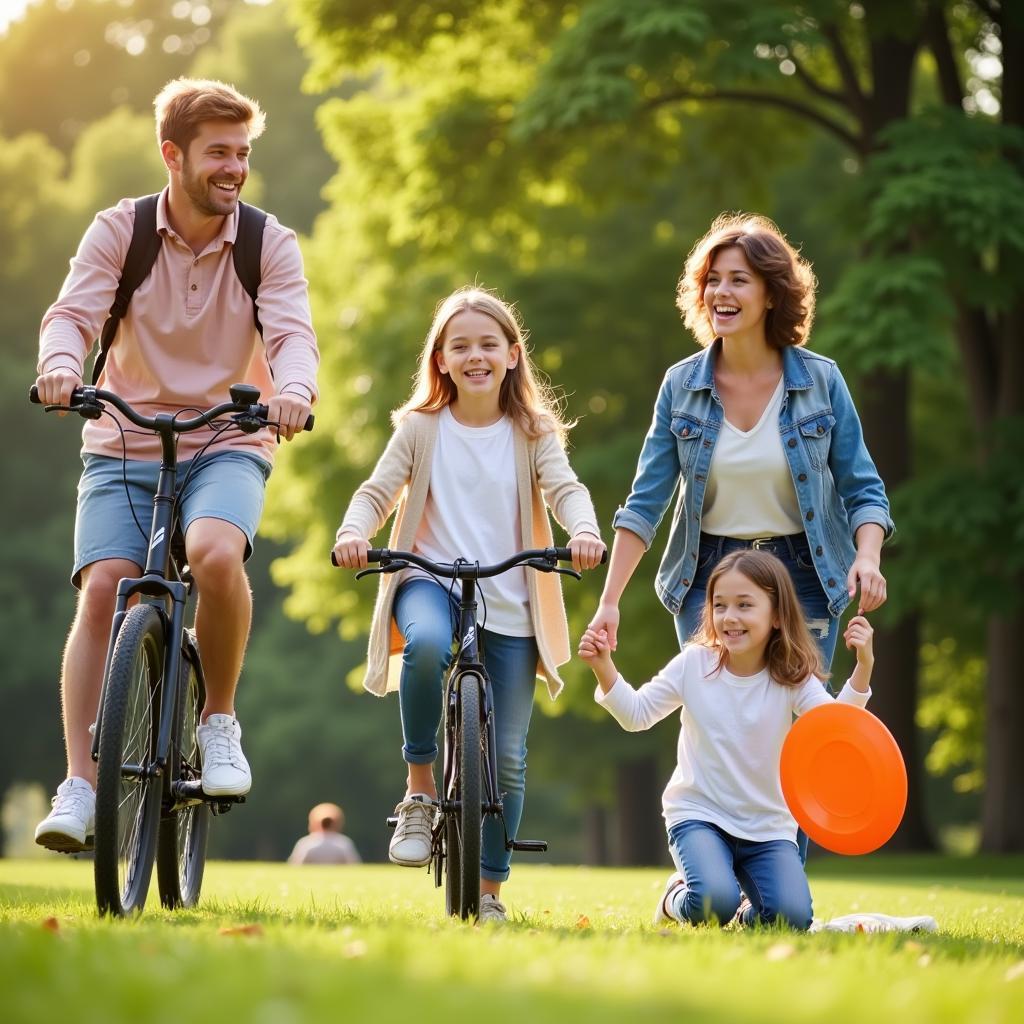 Family enjoying outdoor activities