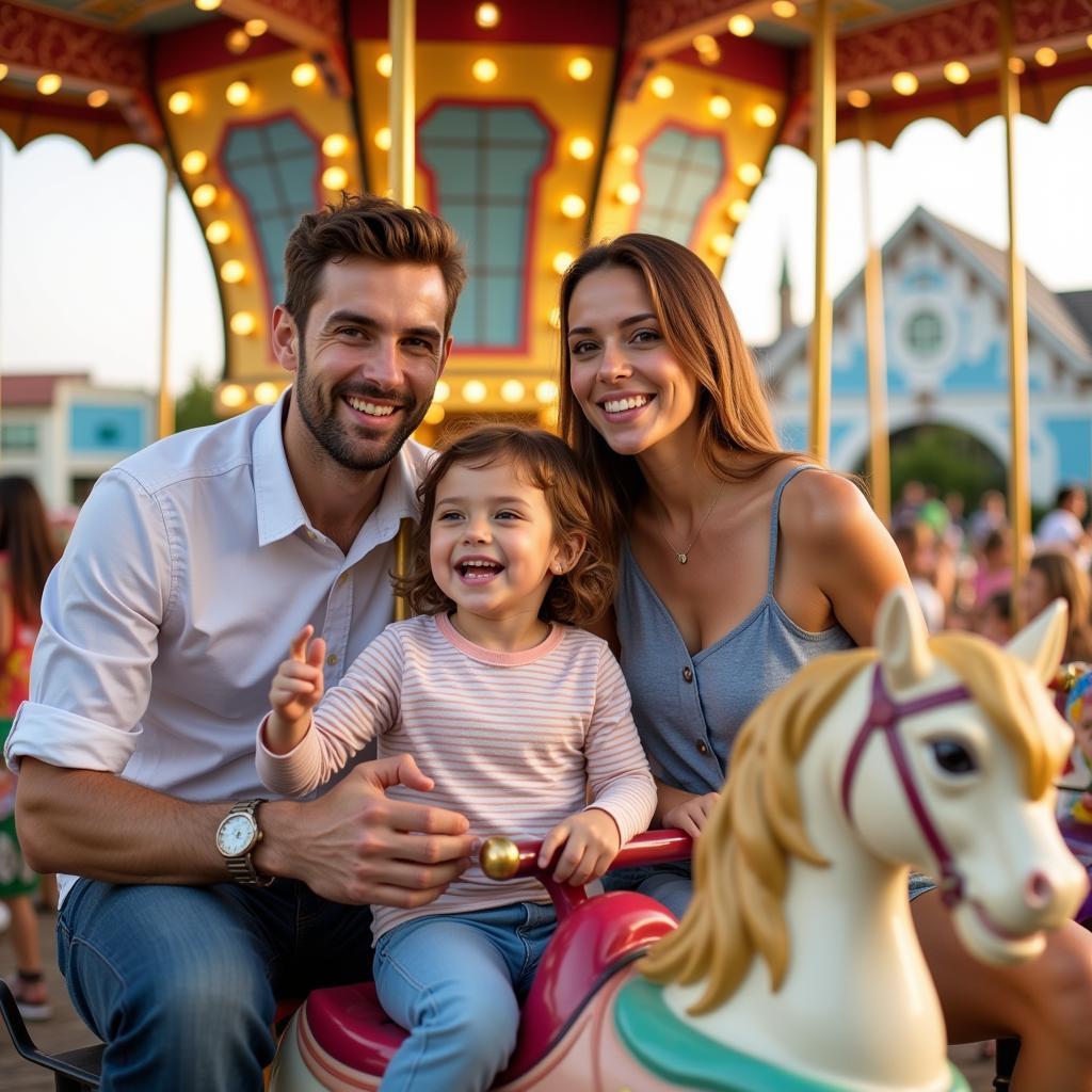 Family enjoying at the amusement park