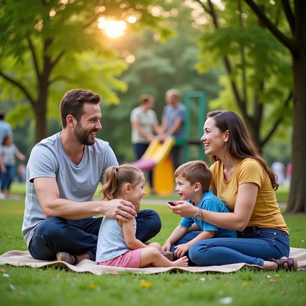 Family having fun at the park