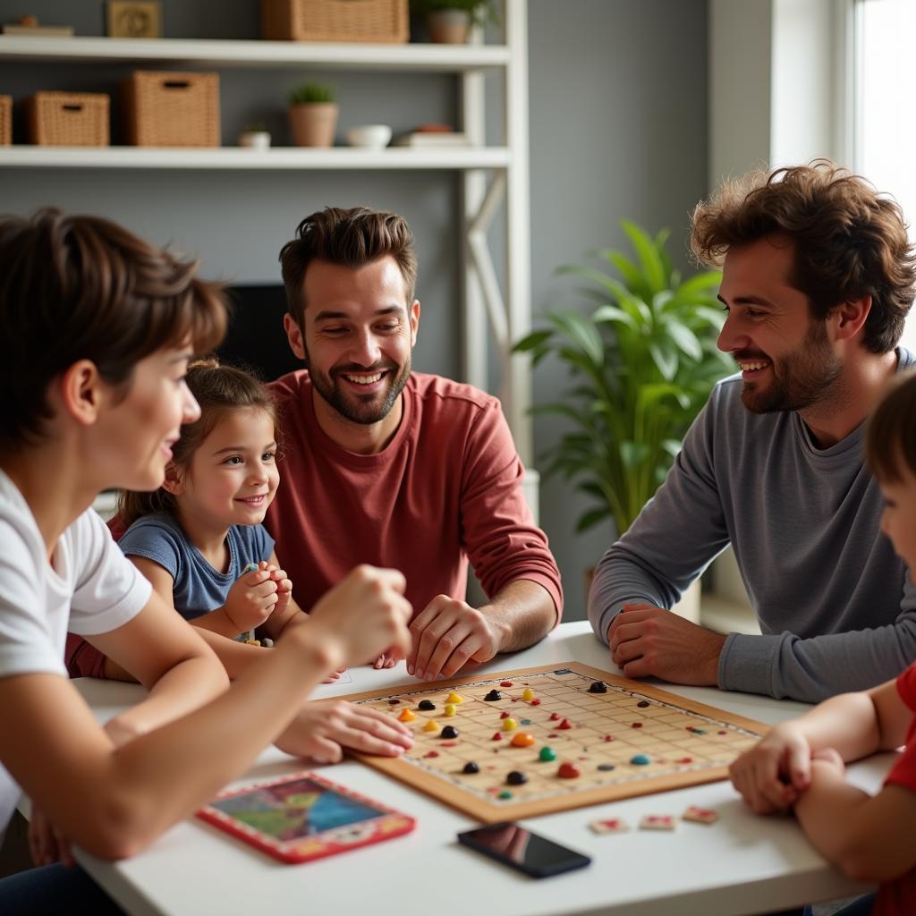 Family enjoying board games together