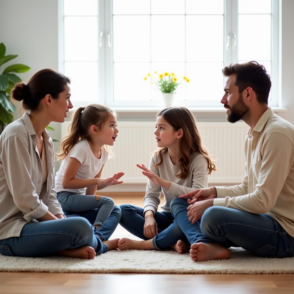 Parents mediating a dispute between children