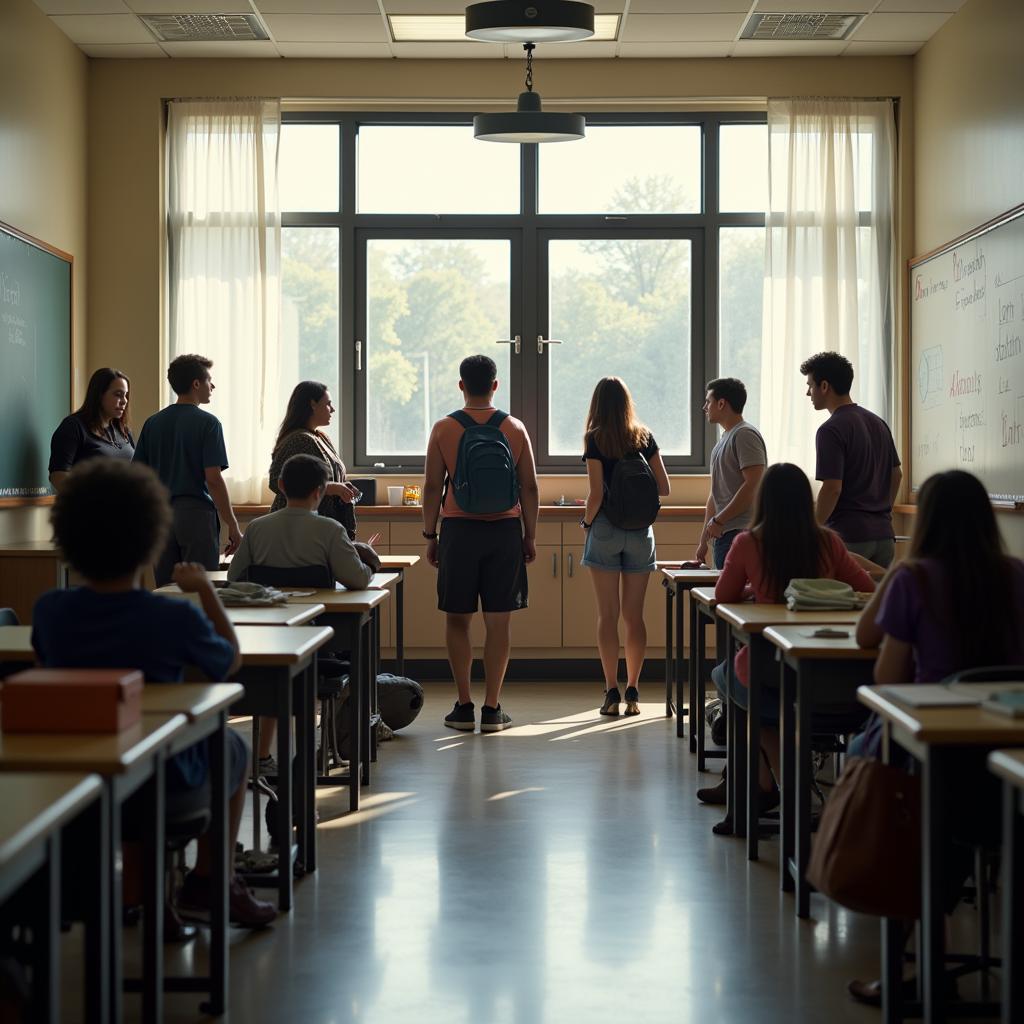 The end of break time in a 6th grade classroom