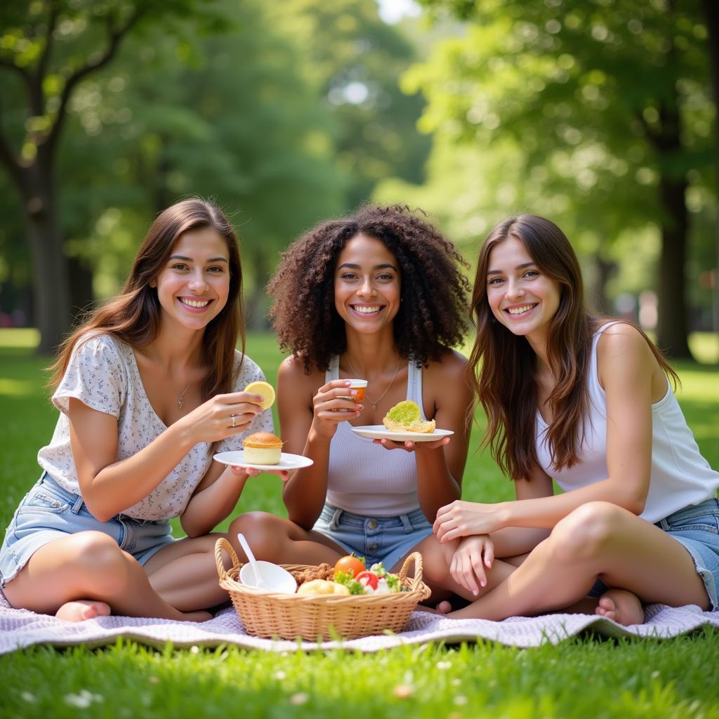 Friends enjoying a picnic in the park