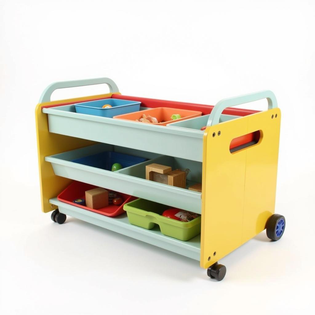 Colorful toy storage box with wheels for kids