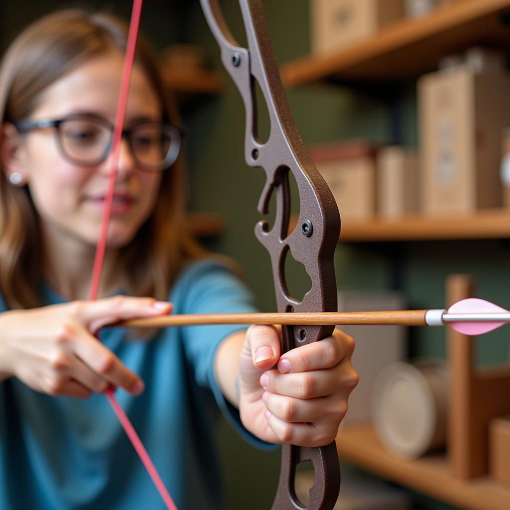 Inspecting the Material of a Toy Bow and Arrow