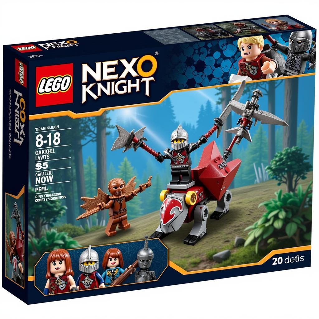 Hộp đựng bộ đồ chơi Lego Nexo Knight với hình ảnh các hiệp sĩ và quái vật