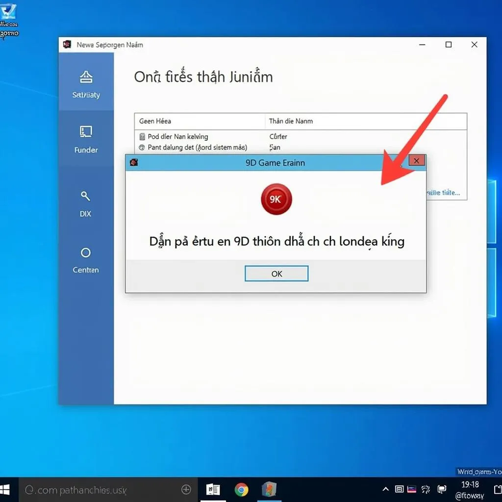 Error message when unable to access 9D game on Win 10