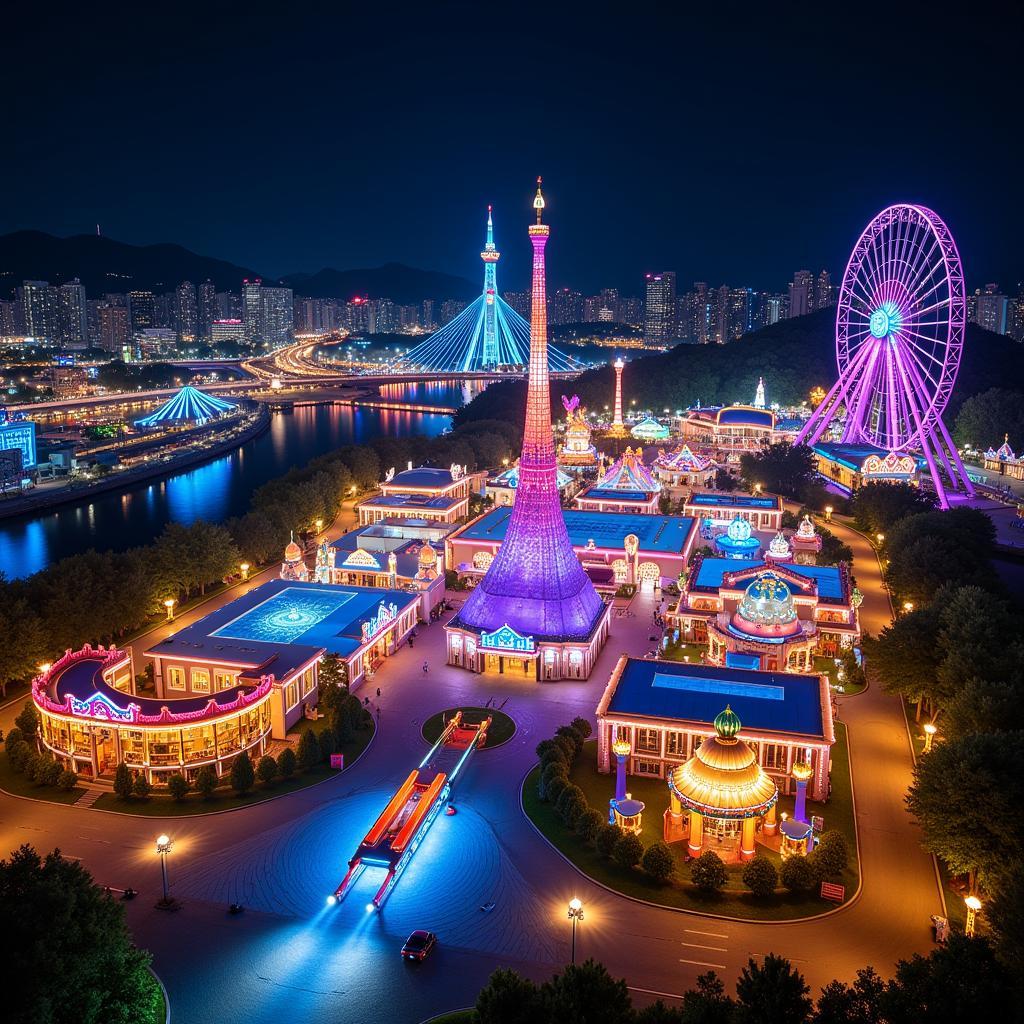 Lotte World Seoul lung linh về đêm